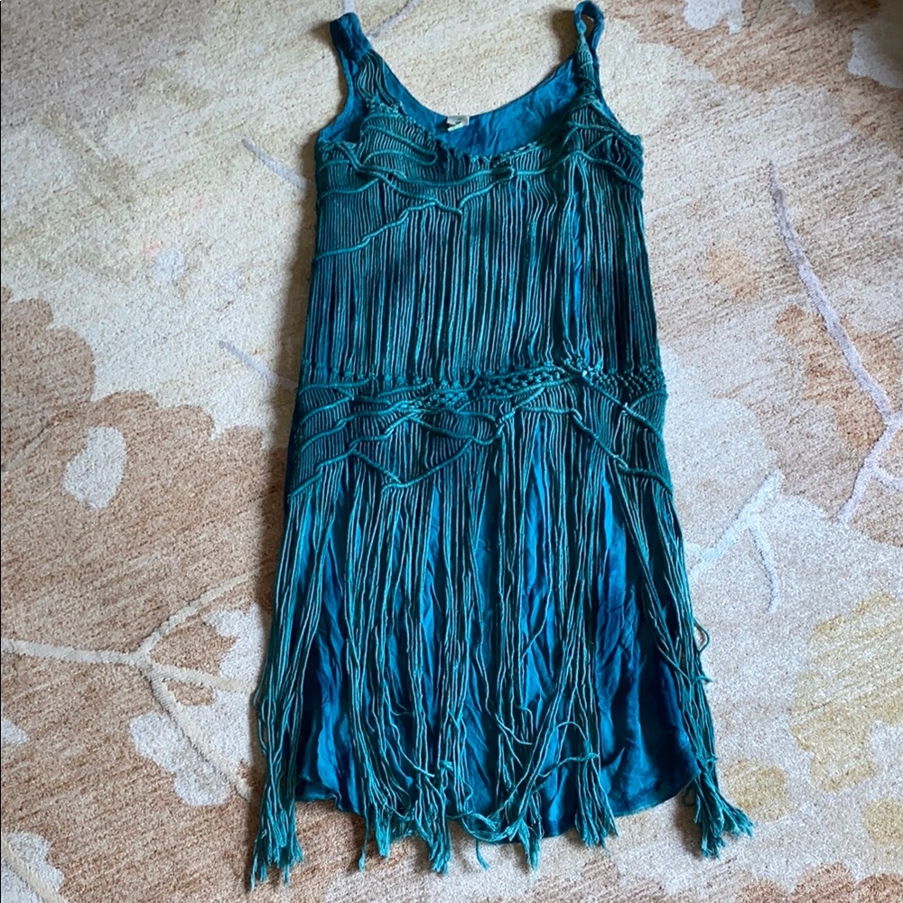 Teal Fringe Dress
